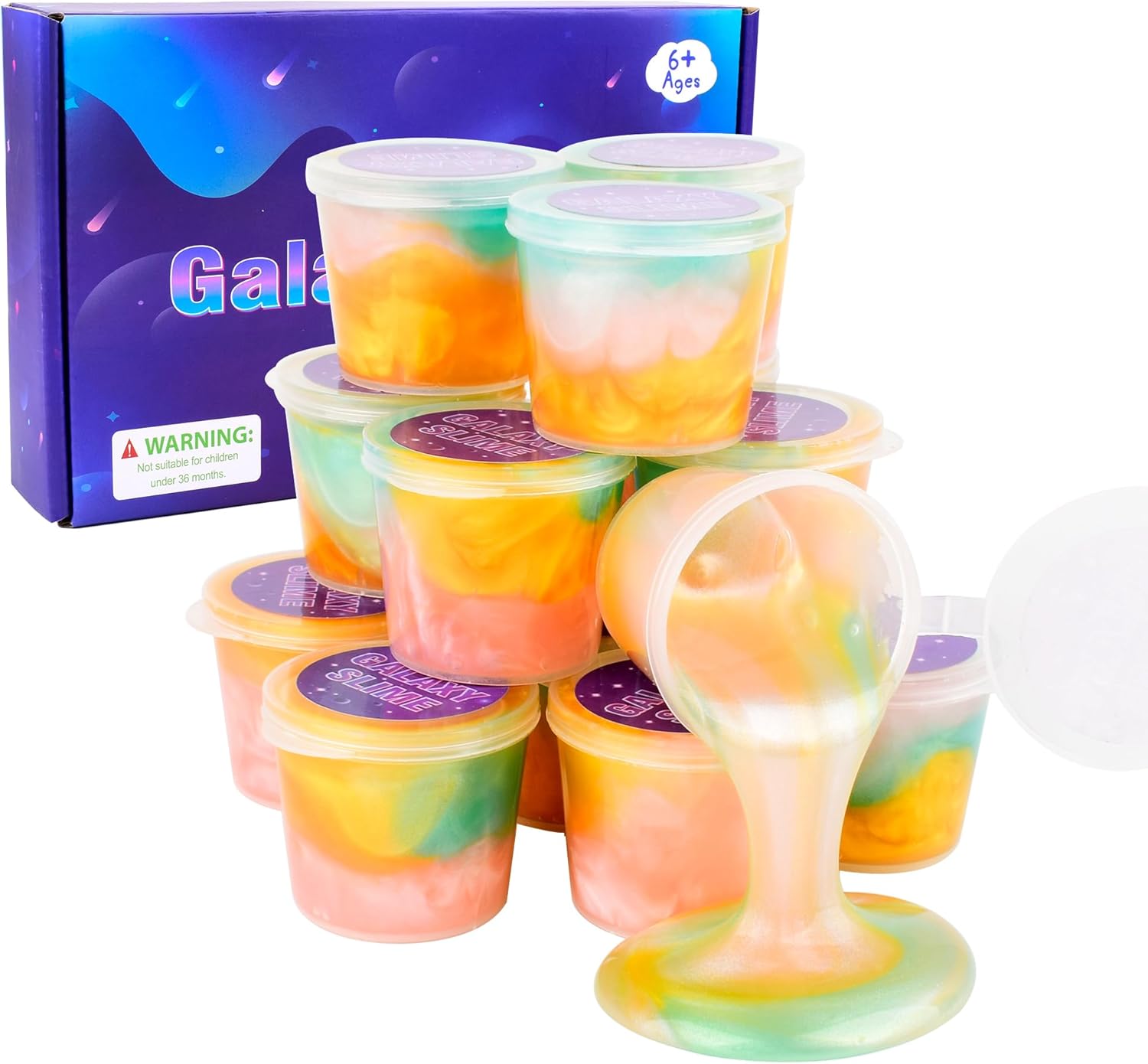 KelvSbem 15 Pack Galaxy Slime Kit, Kids Party Favor, Smooth Soft Non Sticky, Stress & Anxiety Relief Slime Toy for Girls Boys, Easter Christmas and Party Bag Fillers