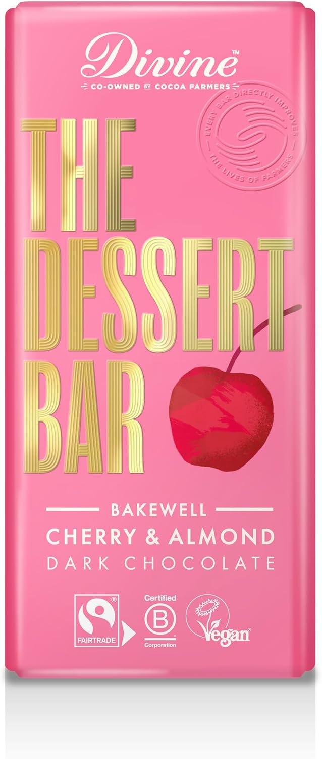 Divine Dessert Bar 60% Dark Chocolate Bakewell with Cherry and Almond 180 g