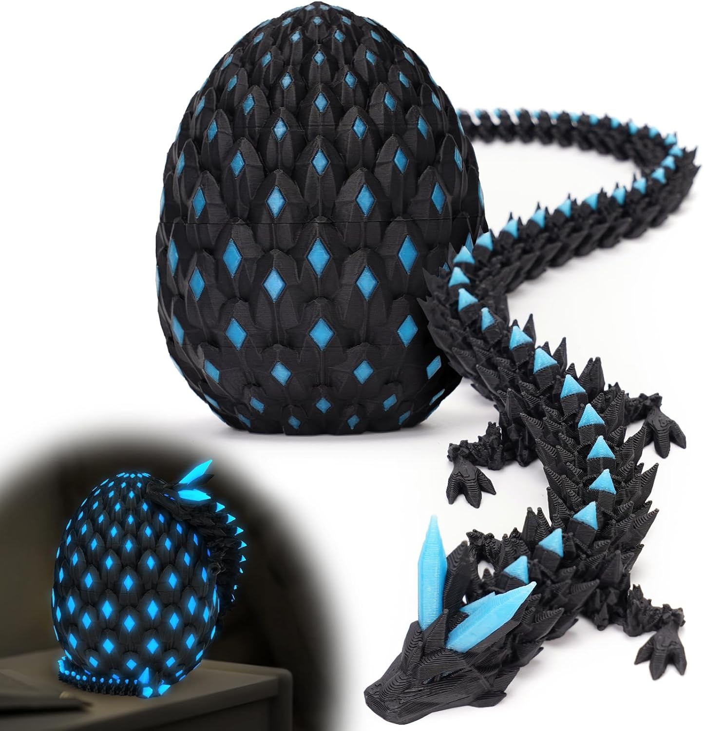 3D Printed Dragon Eggs Mystery Dragon Egg Glow in The Dark Articulated Animals Fidget Toy Cool Crystal 3D Print Dinosaur Toys for Kids 5-7 8-12 Dino Eggs for Boys Girls Home Decor