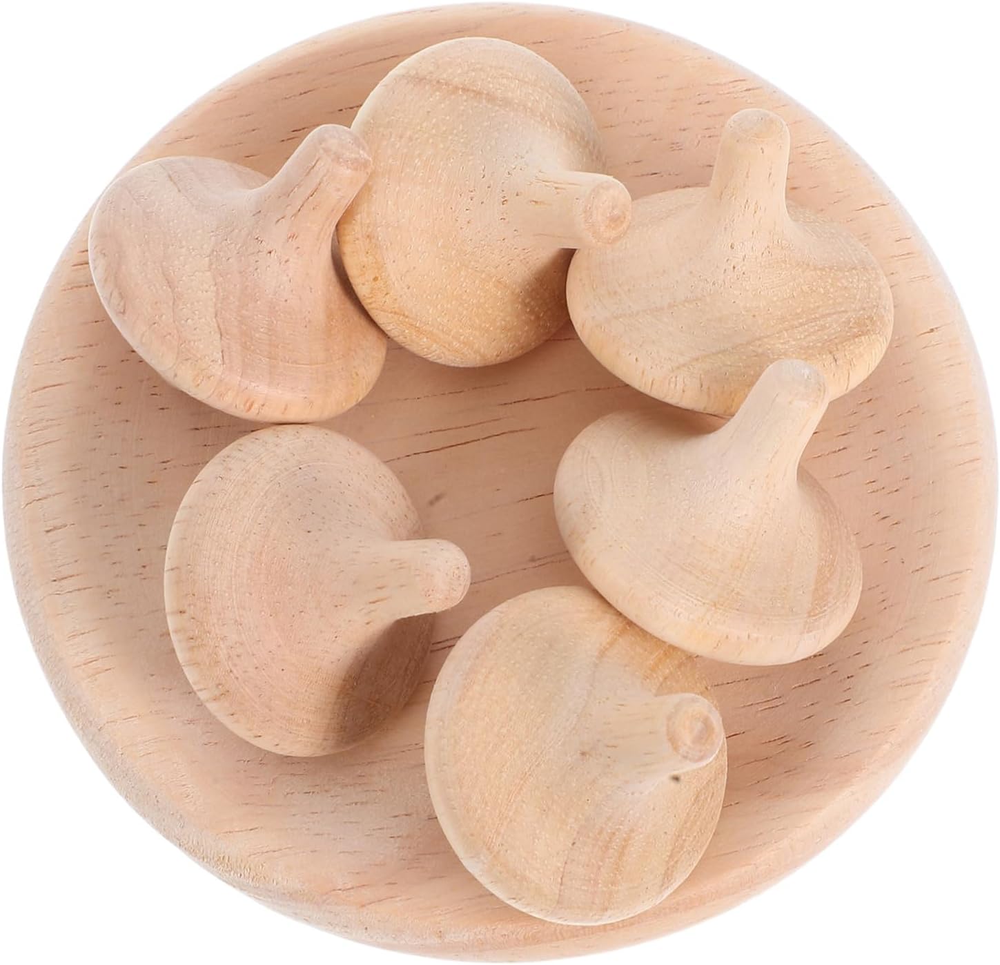 SHINEOFI 6pcs DIY Wooden Spinning Tops for Unfinished Montessori Craft to Enhance Creativity Hand Eye Coordination Motor Skills Safe Indoor Educational Games