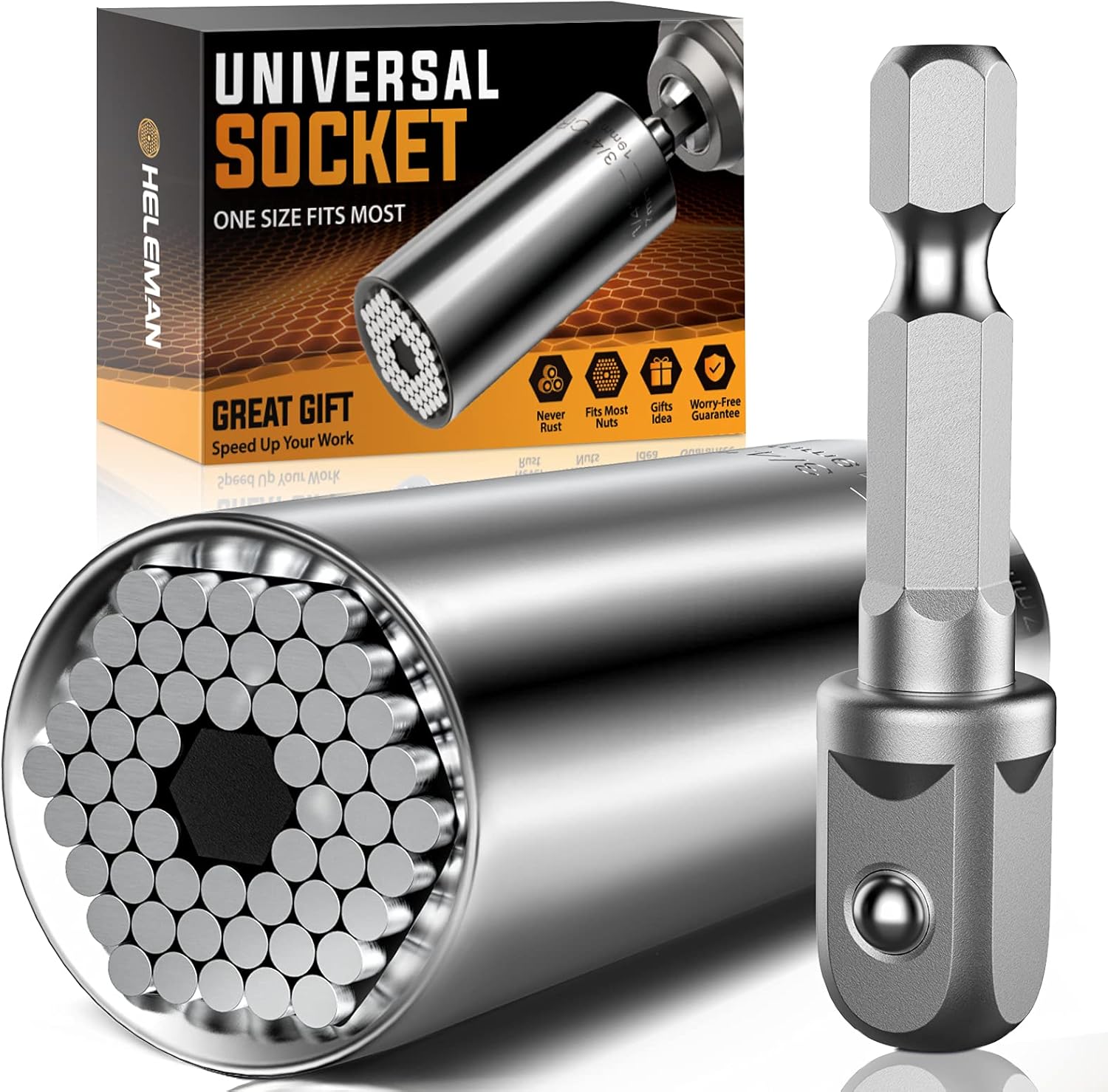 Stocking Stuffers for Mens Gift Christmas Super Universal Socket Tools Gifts for Men: Socket Set with Power Drill Adapter(7-19 MM) Cool Stuff Gadgets forWomen Birthday Gift for DadHusband Adults