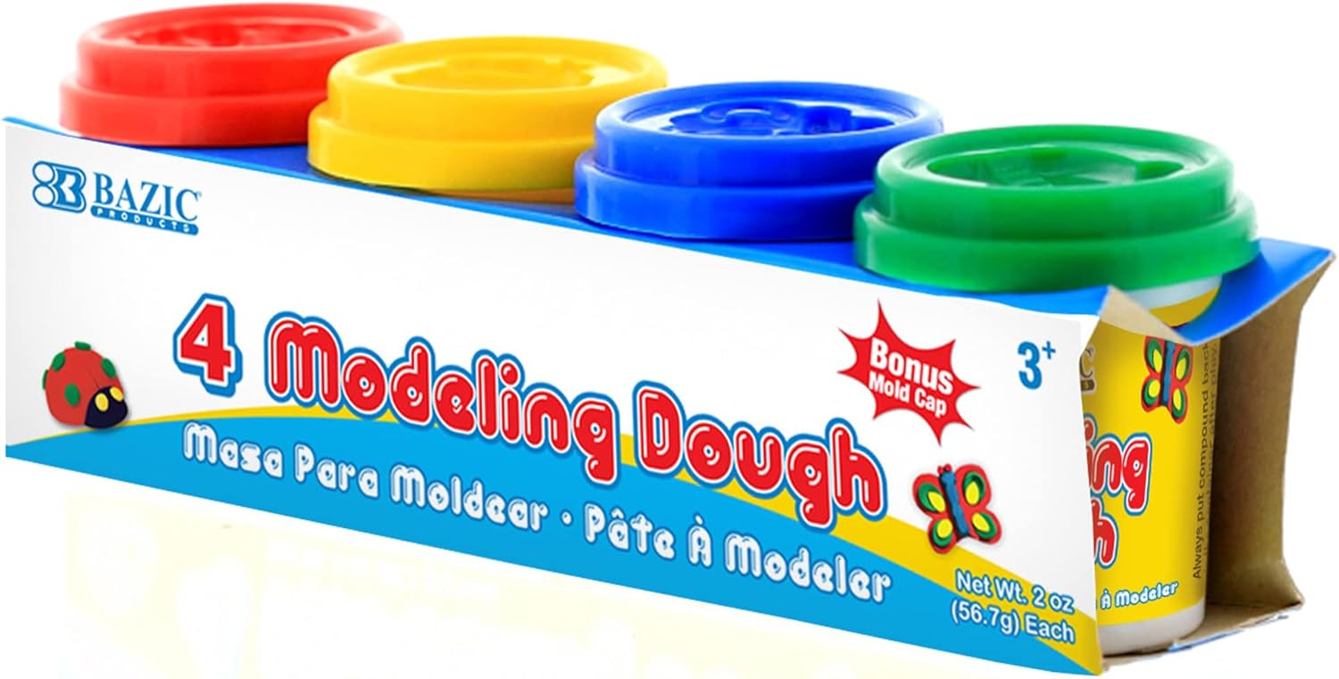 BAZIC Modeling Clay 4 Color, Assorted Colors Light Dough Art Craft, Non Toxic Gift for Artist Kids Toddler Boys Girls (8oz/Pack), 1-Pack
