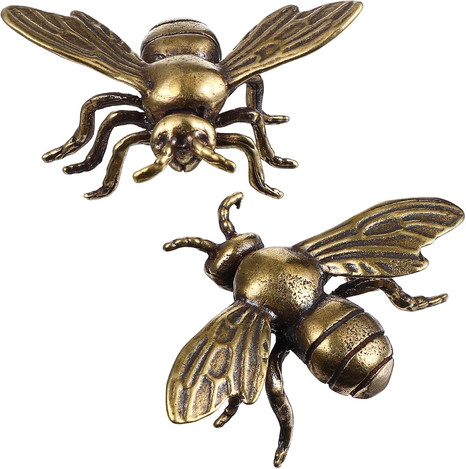 2pcs Gold Bee Figurines Brass Animal Insects Figurines Statue Feng Shui Sculpture Toys Gold Desk Home Indoor Decorative Collectible or Elders