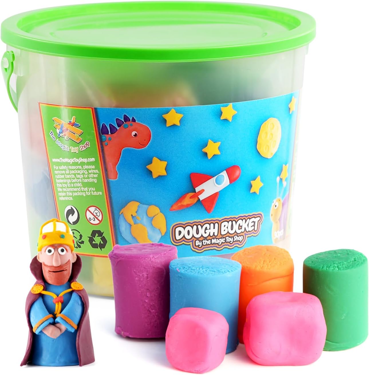 GEEZY Giant Dough Bucket - Non Toxic Plasticine Modelling Clay For Kids - 30 Pieces, 10 Colours, 1.5 Kg Crafting Dough Tub - Coloured Clay Plasticine For Kids' Arts And Crafts