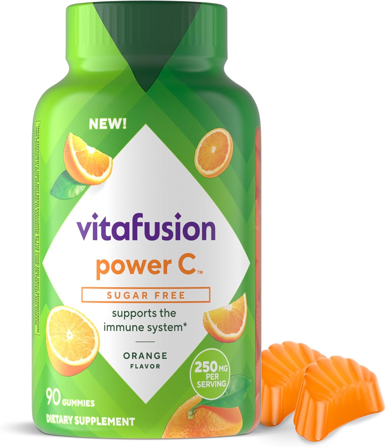 VITAFUSION Sugar Free Power C Vitamin C Gummies, Daily Adult Vitamins for Immune System Support (1), Orange Flavor, 90 Count