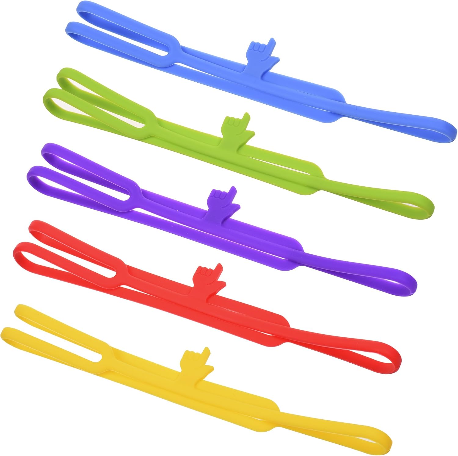 Silicone Finger Point Bookmarks Book Marker for School Supplies Stationery Gift, Pack of 5 Assorted Colors by Rienar