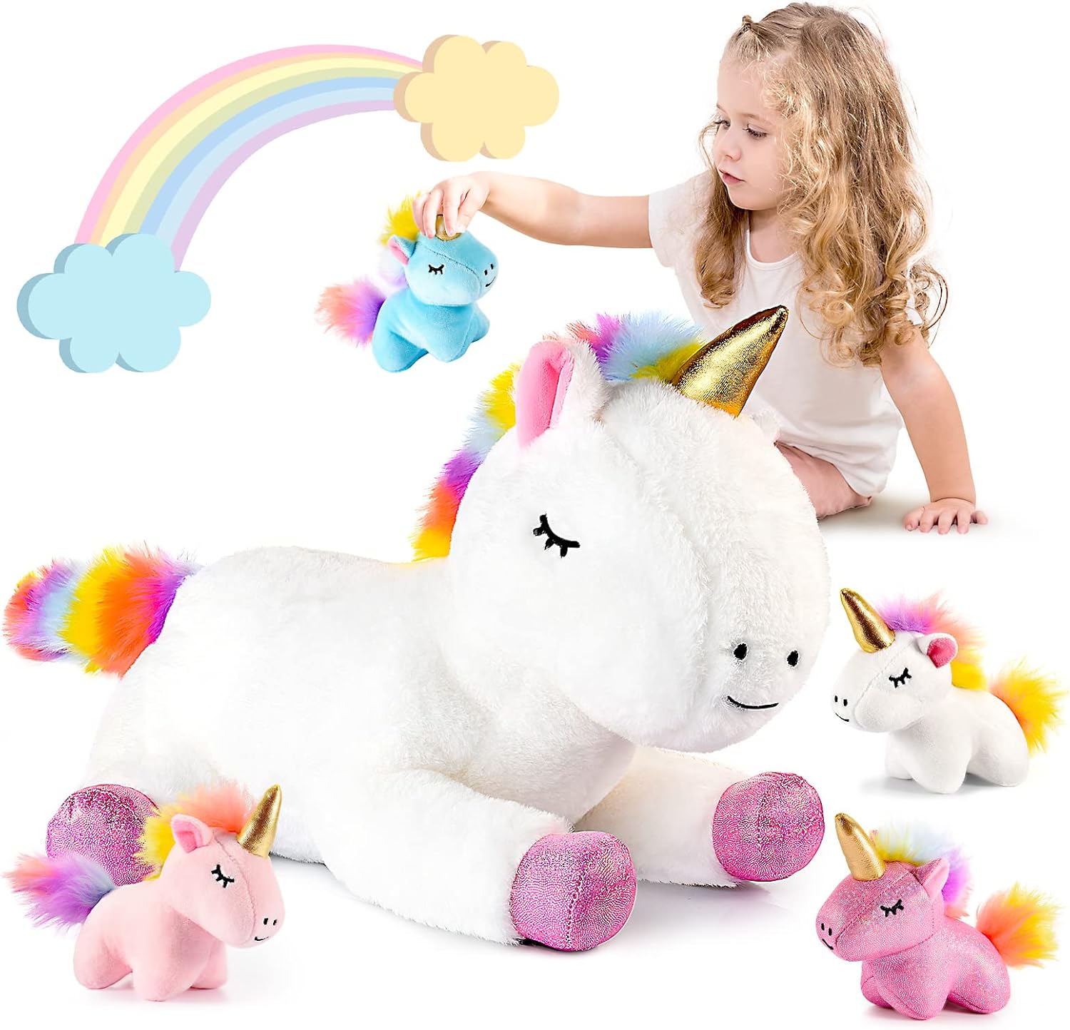 EUTOYZ Unicorn Stuffed Animals - Soft Toys for Girls, 3-12 Years Old Birthday Gifts