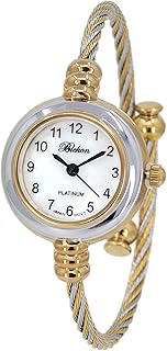 2Tone Gold Silver Cable Band Ladies Bangle Cuff Watch