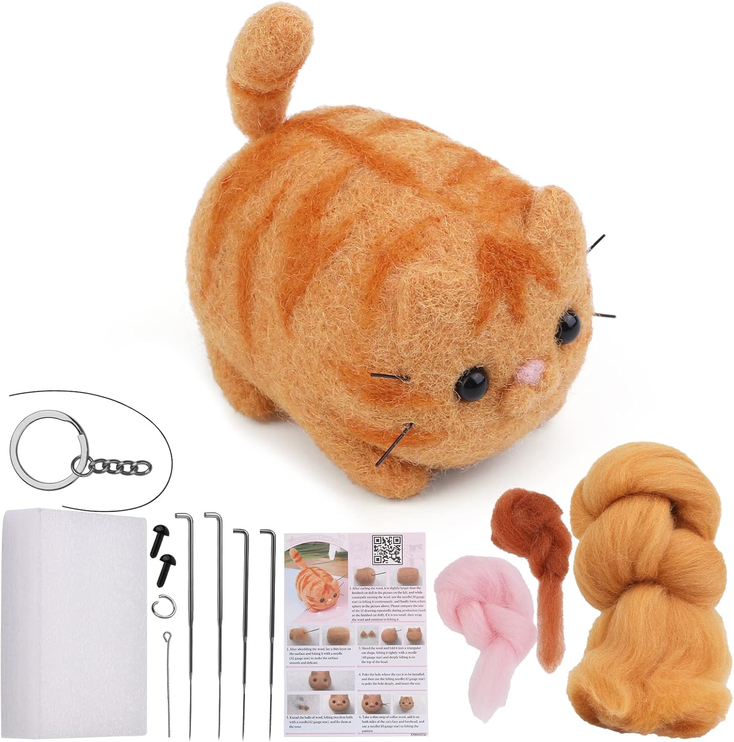 QMNNMA Needle Felting Kit, Animals Needle Felting Set, DIY Wool Felt Materials Set with Felting Tool and Instruction for Needle Felting Craft Project and DIY Handmade