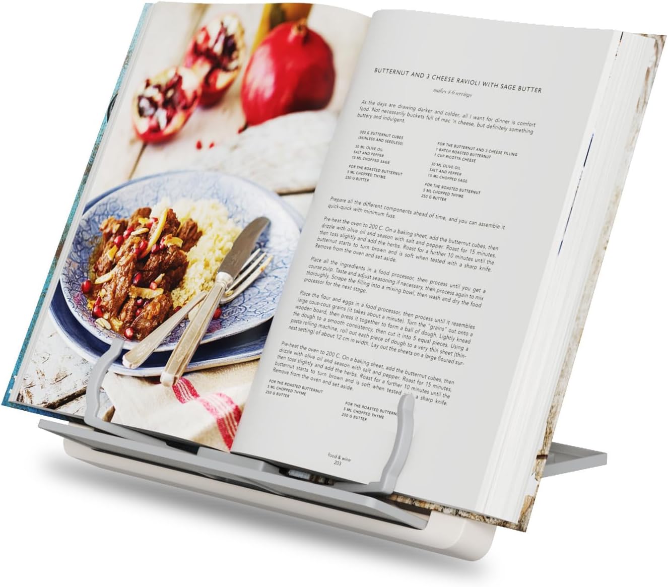 Portable Book Stand Holders for Reading, Recipe Cookbook Stand Holder for Kitchen Counter with Page Holder Clips,Adjustable