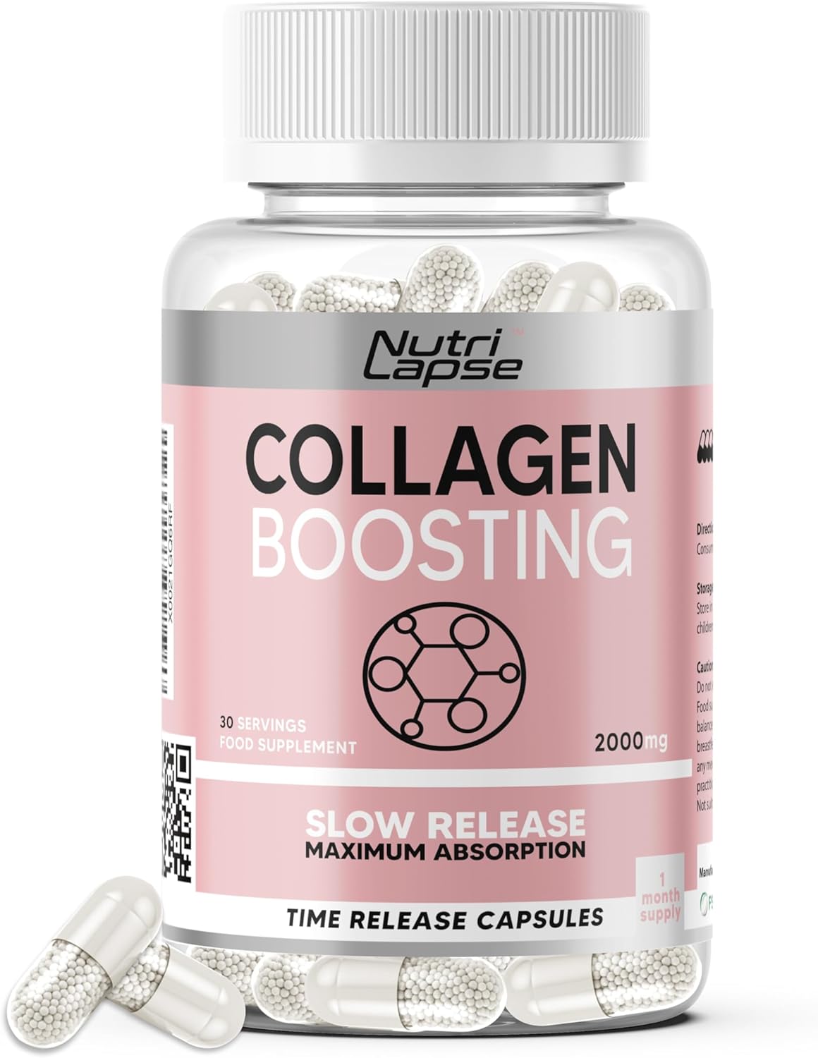 120 Pure Marine Collagen Boosting Advanced Granular Biotechnology Capsules | Type 1 Hydrolysed Marine Collagen with Biotin and Hyaluronic Acid | Slow Release Maximum Absorption.
