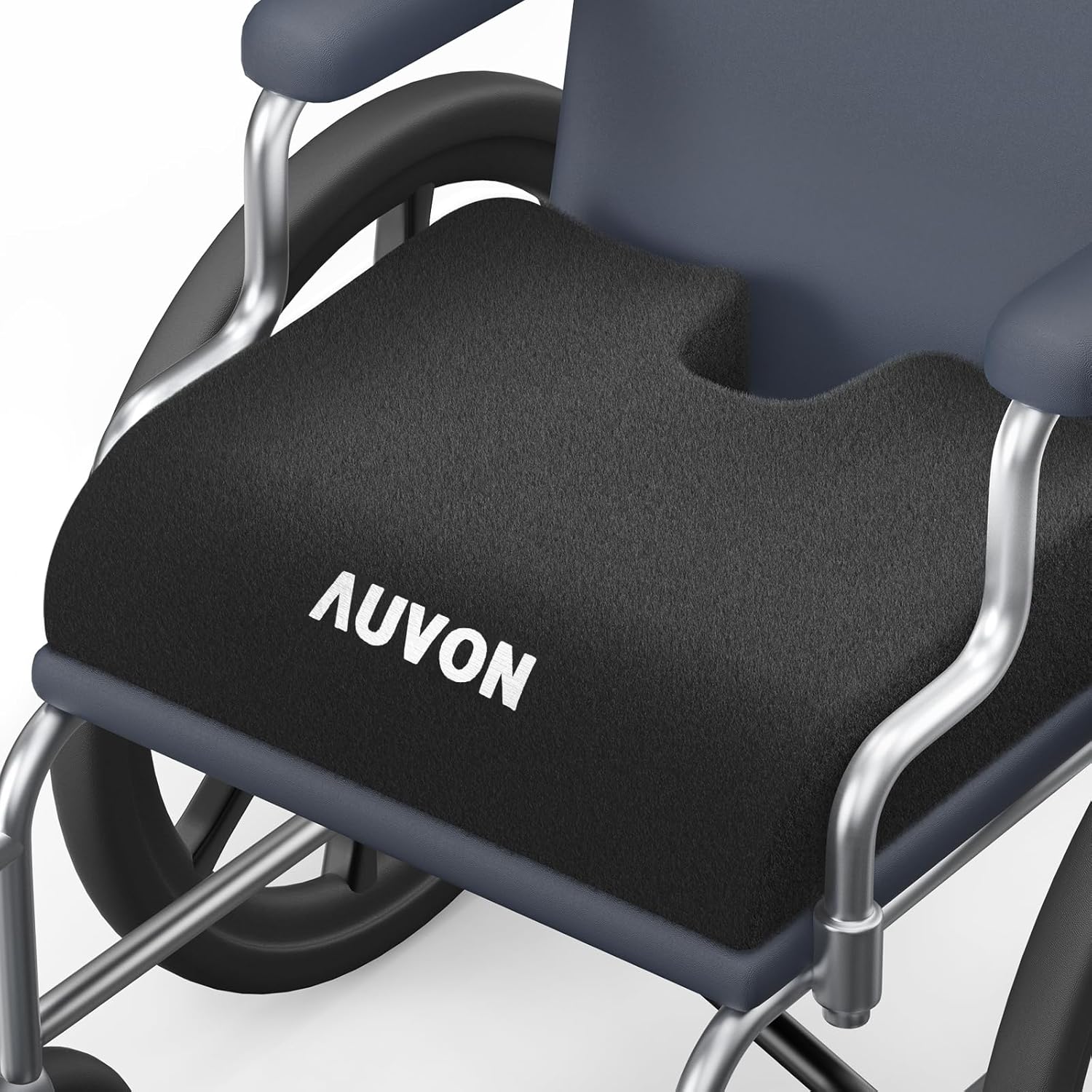 AUVON Wheelchair Seat Cushions for Sciatica, Back, Coccyx, Pressure Sore and Ulcer Pain Relief, Memory Foam Pressure Relief Cushion with Detachable Safety Strap, Breathable & Waterproof Fabric