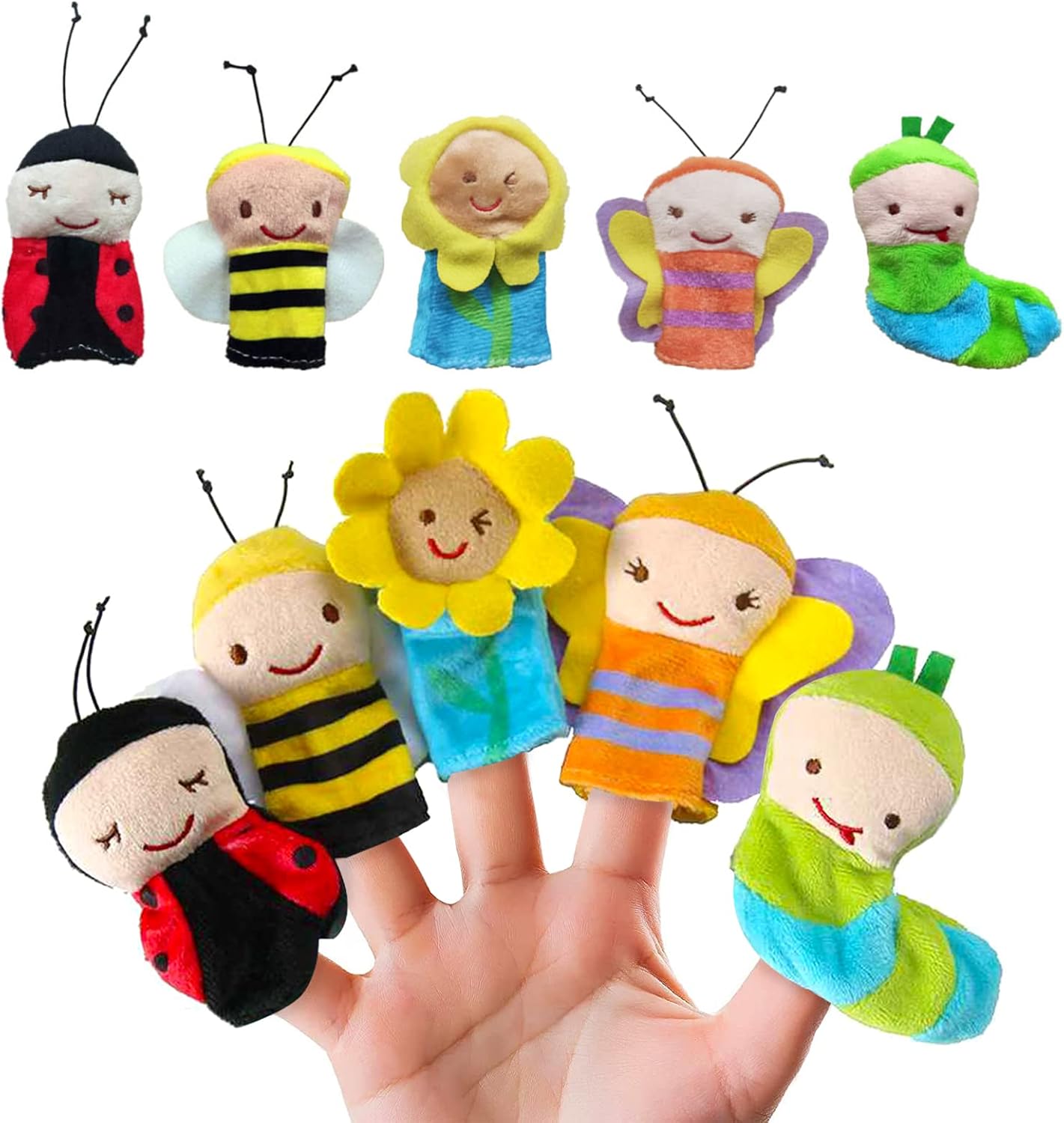 5pcs Finger Puppet,Liwein Animal Finger Puppet Set Finger Doll Props Hand Set Animal Hand Puppets for Children Birthday Kids Party Baptism Baby Story Time (Insects)