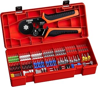 PEBA Ferrule Crimping Tool Kit, Hex Ferrule Crimper Self-adjusting for Wire Ferrules AWG 28-7, With 21 Sizes Insulated Wire Ferrules/Twin Terminals Set - Wire Crimping Tool - Hex Crimper for Ferrules