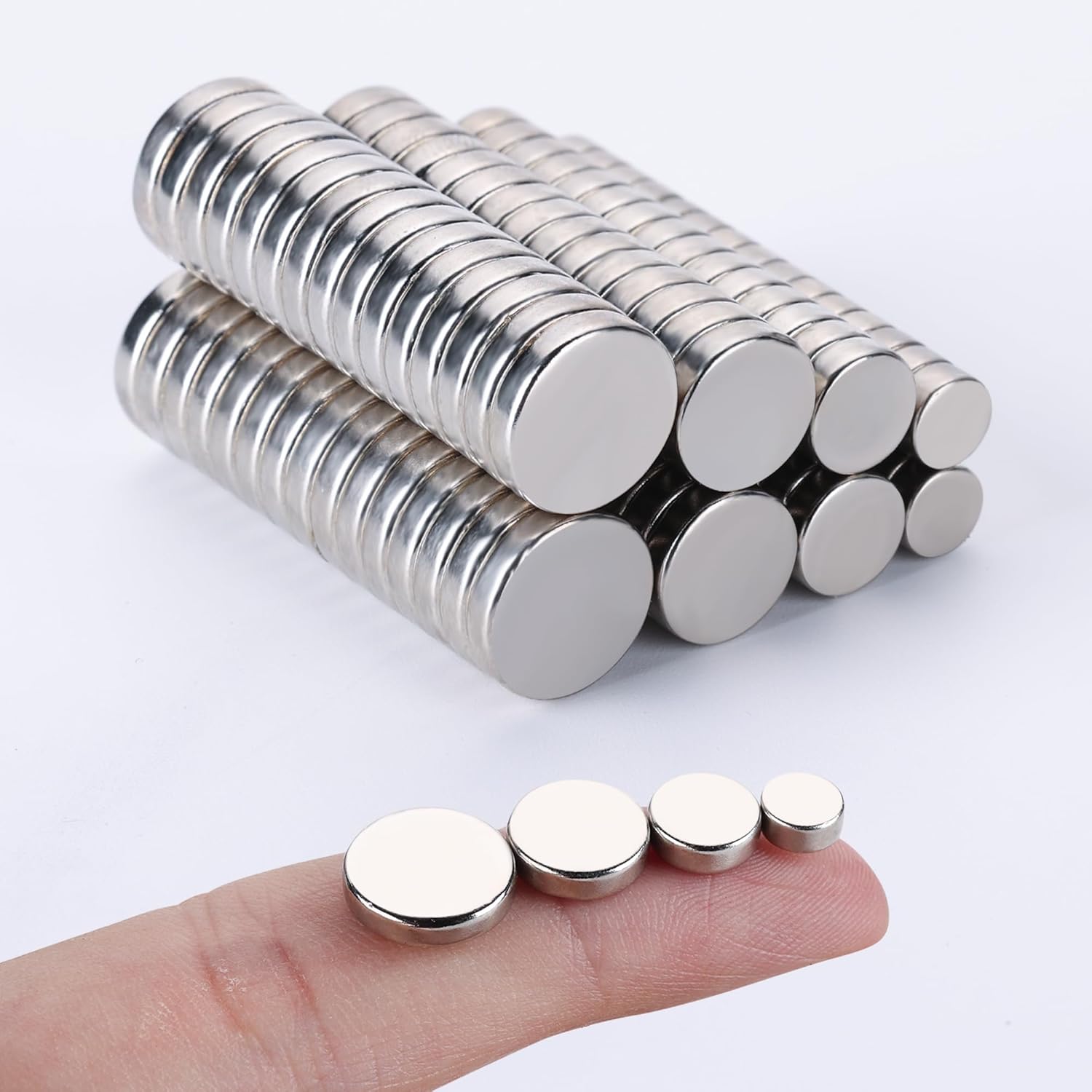 RHINOCATS 120Pcs Small Magnets for Crafts，4 Different Size,Mini Round Magnet,Multi-Use for Fridge,DIY, Office, Hobbies, and Science