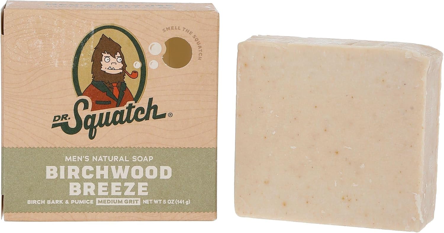 Dr. Squatch All Natural Bar Soap for Men with Medium Grit - Birchwood Breeze 5 Ounce (Pack of 1)