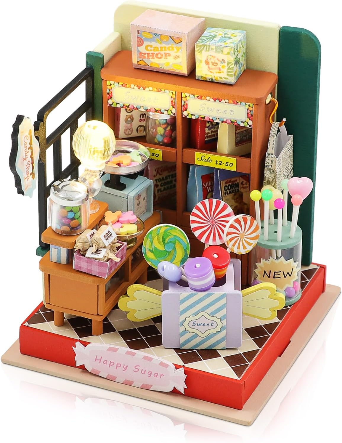 Cuteefun DIY Miniature House Kits, 3D Wooden Dollhouse Kits, Tiny Model House for Adults to Build, Mini House Crafts for Teens Adults Hobby Birthday Gifts (Happy Sugar)