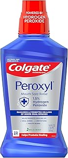Colgate Peroxyl Antiseptic Mouthwash and Mouth Sore Rinse, 1.5% Hydrogen Peroxide, Mild Mint - 500ml, 16.9 Fluid Ounces