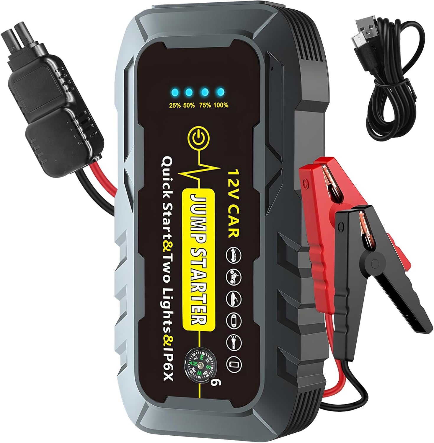 Car Jump Starter,1500A Peak Portable Car Battery Booster Jump Starter,Power Pack for 12V Vehicles,(up to 6.0L Gasoline or 4.0L Diesel) with LED Flashlight