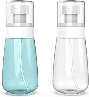 Pack 2 Small Spray Bottle Travel Size 2oz/60ml - Fine Mist Mini Empty Spray Bottles - Leak Proof - for Toners, Face & Hair Mist