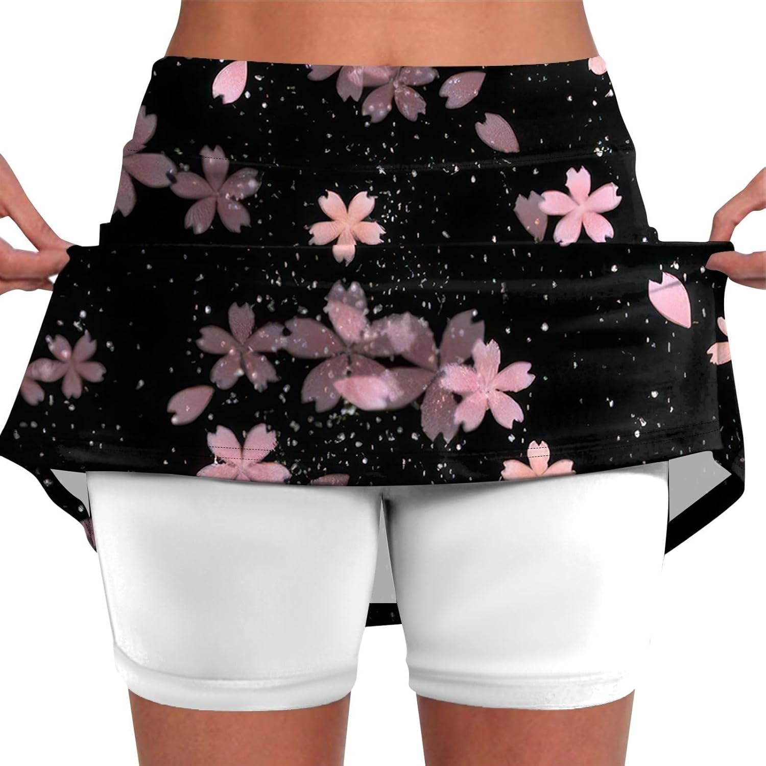 Women's Athletic Skorts Elastic Tennis Yoga Shorts Hight Waist Floral Print Skirts Tummy Control Skinny Joggers 2025