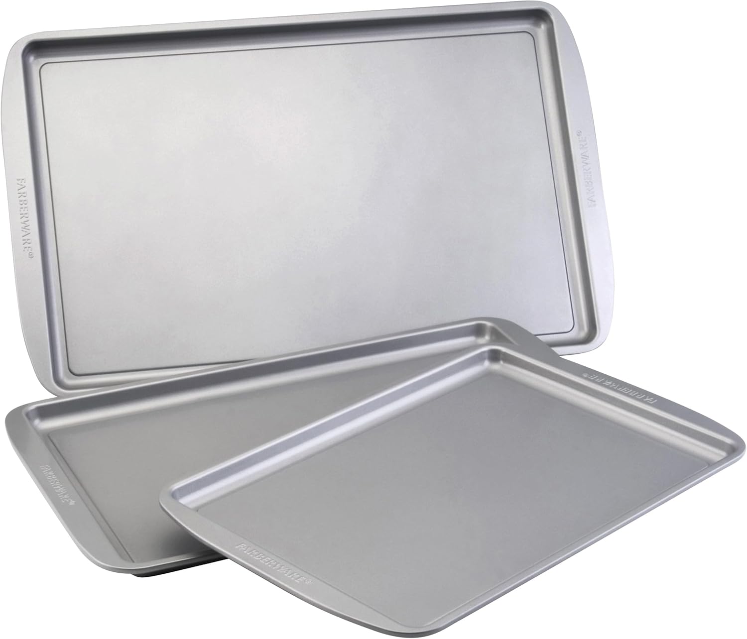 Farberware Nonstick Bakeware 3-Piece Cookie Pan Set, Gray