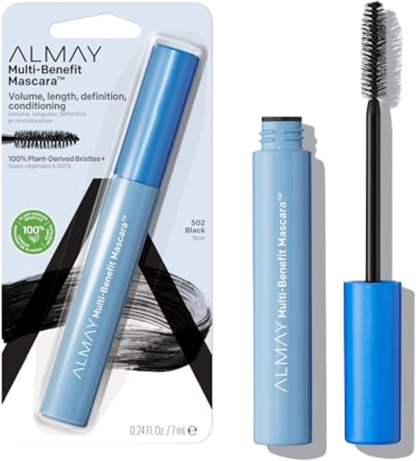Almay One Coat Multi-Benefit Mascara, Black, 0.24 Fluid Ounce