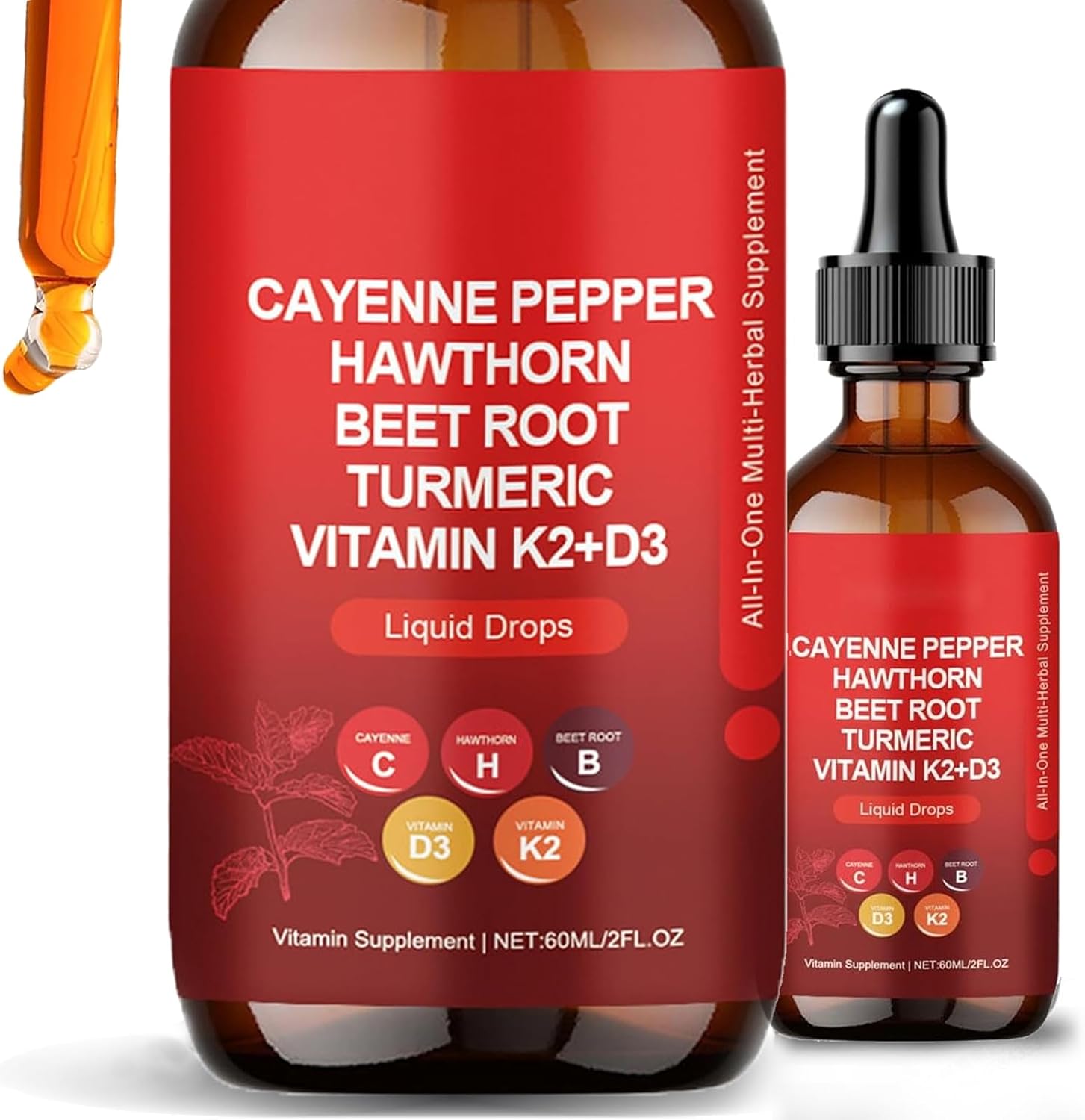 Cayenne Pepper Drops - 2 Bottles, Aeluro Cayenne Drops, Cayenne Pepper LiquidDrops for Men and Women