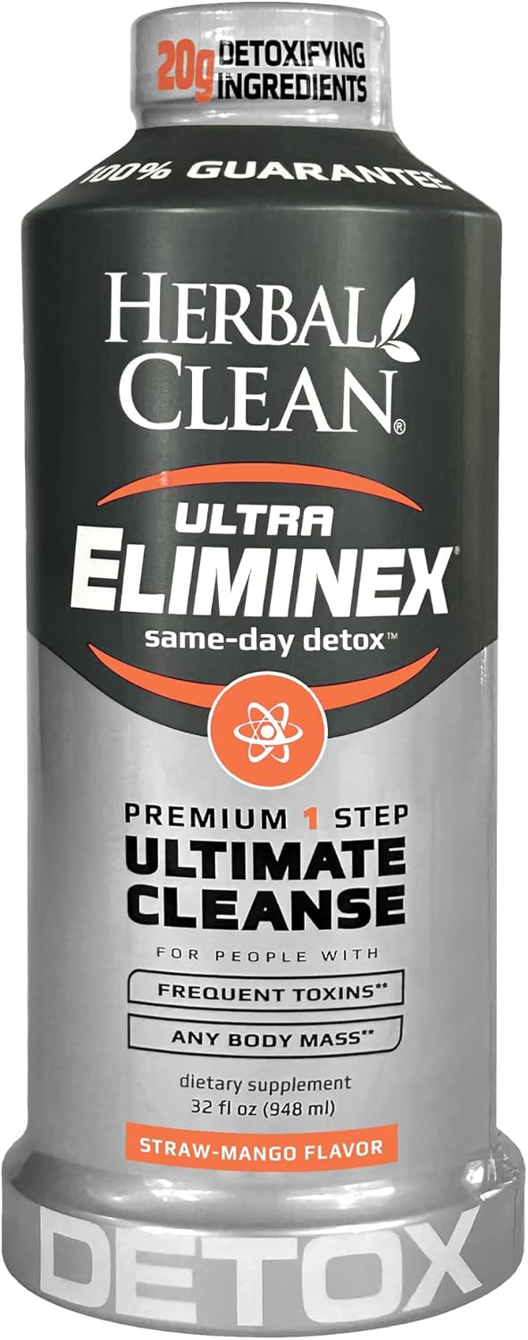 Herbal Clean - Ultra Eliminex, Premium 1 Step Ultimate Cleanse, Same-Day Detox, (Straw-Mango, 32 fl oz)