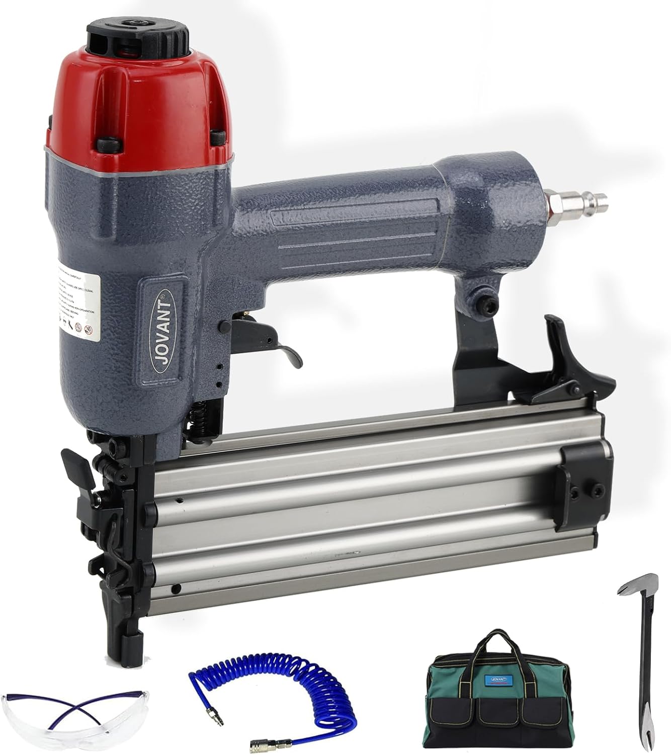 18GA Pneumatic Brad Nailer,Accepts 5/8 to 2Inch Brad Nails & Crown 5/8 to 1-5/8 Inch Staple.2 in 1 Nail Gun (Include 6m Air Tube,1*Nail Puller & Portable Bag)