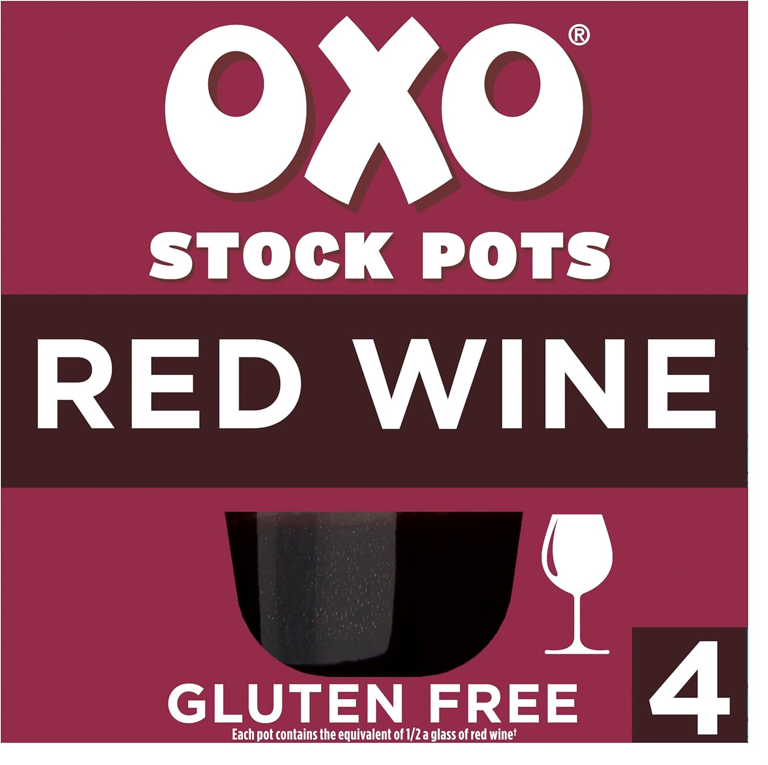 OXO Red Wine Stock Pots – Rich & Flavoursome Blend for Gourmet Meals, 4 x 20 g (80 g Total)