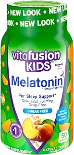 Vitafusion Kids Melatonin Gummy Supplements, Tropical Peach Flavored Sleep Support Supplements (1), 50 Count