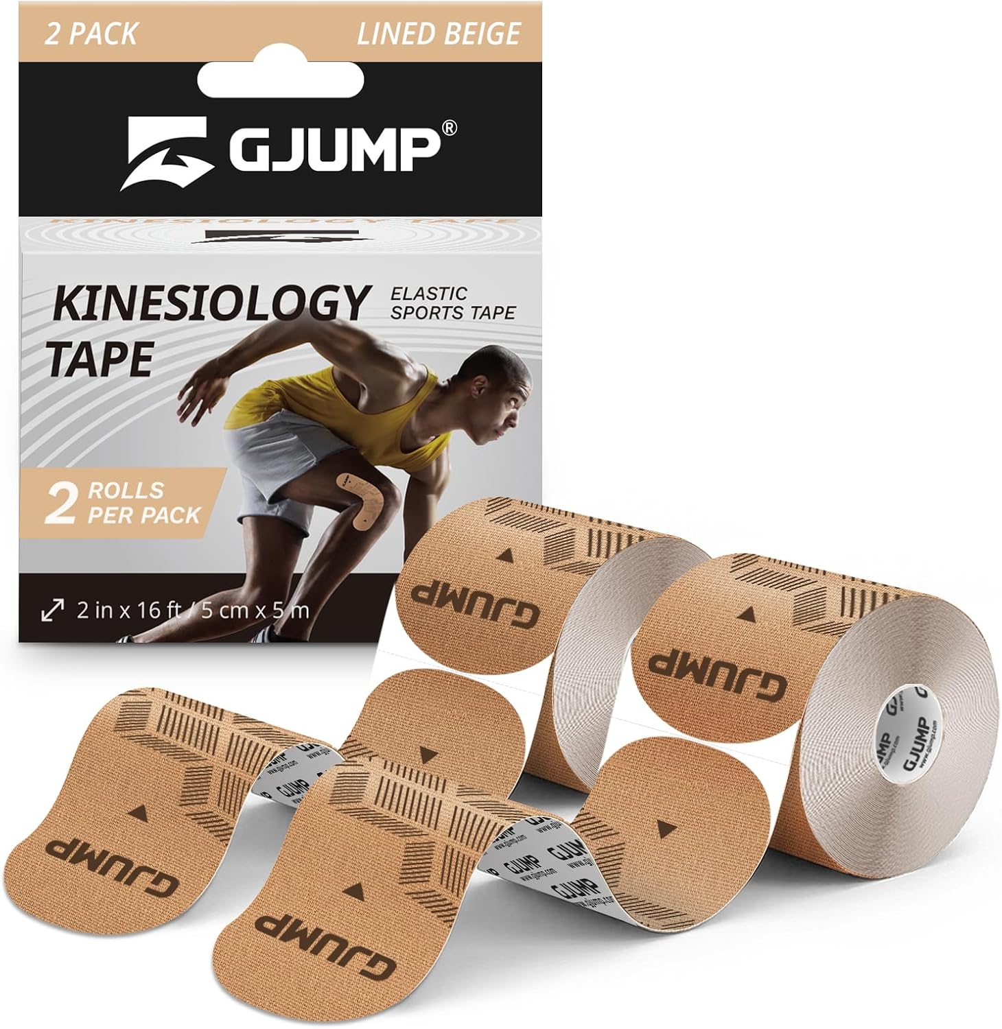 Kinesiology Tape, 40 Count Precut Strips 2 Rolls Original Cotton Tape