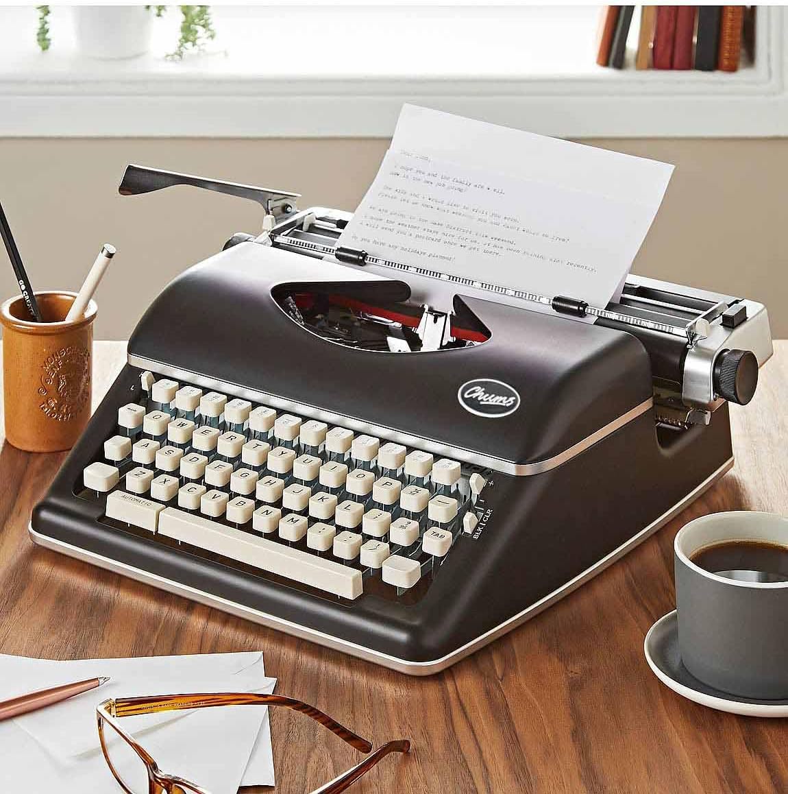 Chums Manual Typewriter Traditional Retro Style Black