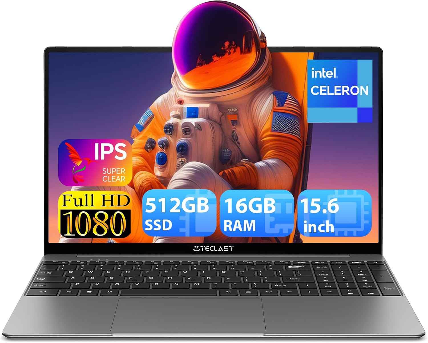 TECLAST Laptop 15.6 inch, F16Pro 16GB DDR5 512GB SSD Laptop Computers with Intel N95 Processor(up to 3.4Ghz), IPS FHD 1080P Screen, WiFi 6/BT 5.0, USB3.2 * 2, Backlit Keyboard, Large Battery Capacity