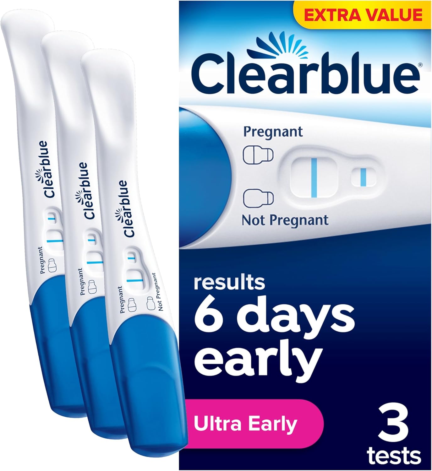 Clearblue Pregnancy Tests, Early Detection Pregnancy Test, Results 6 Days Early, 99% Accurate Results, 3 Visual Tests