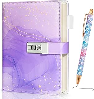 Diary with Lock for Girls Age 8-12, A5 Sectet Journal with Lock, 192 Pages Password Notebook Lock Diary with Pen, Preppy Aesthetic Journals Cute Stuff Birthday Gifts for Teen Girls & Women