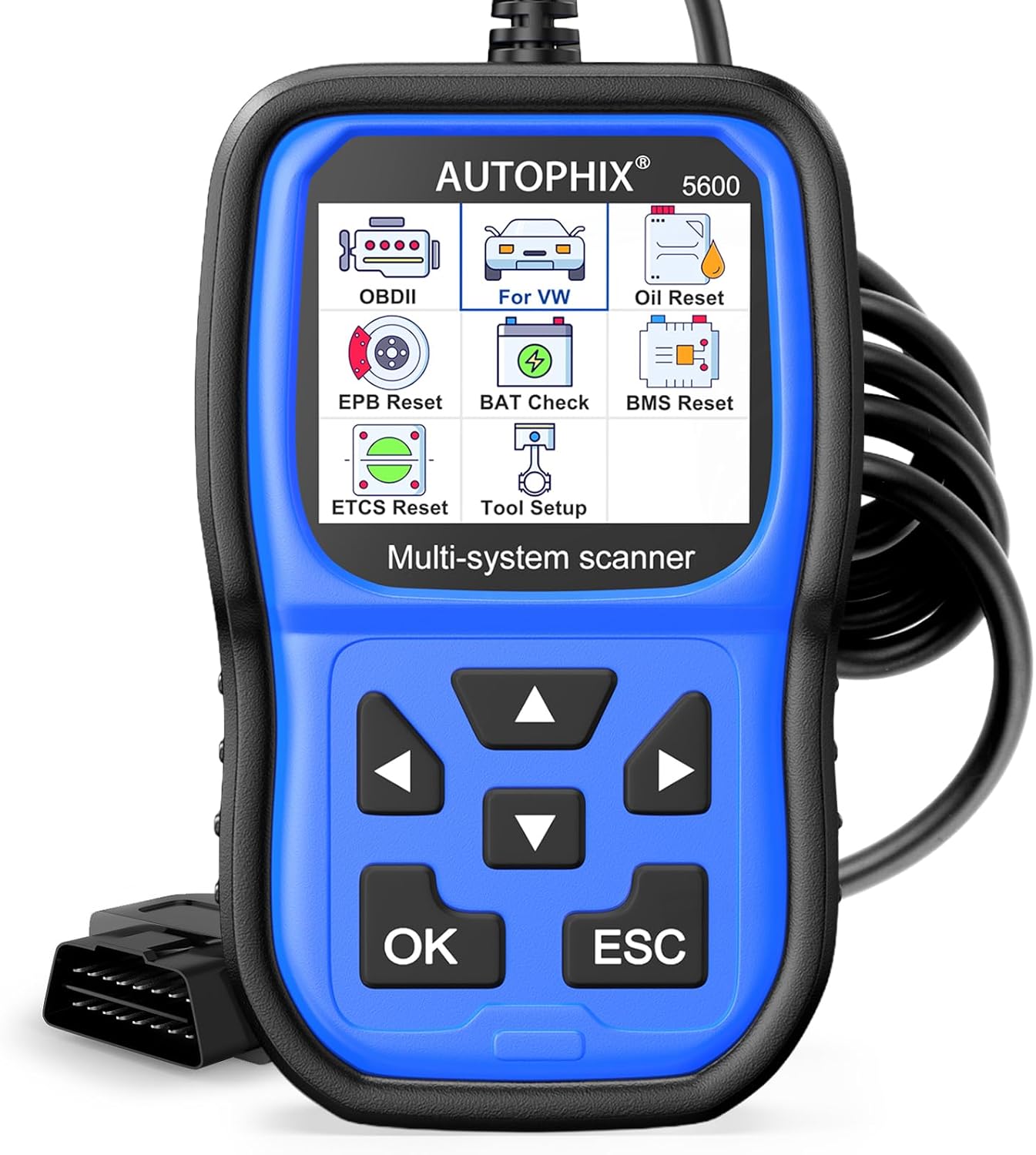 AUTOPHIX 5600P+ Fit for VW Scanner, Full System Diagnostic Tool Fit for Volkswagen Audi Skoda Seat with EPB/Throttle/Oil Reset, Code Reader with Battery Registration, Check Engine Light Scanner