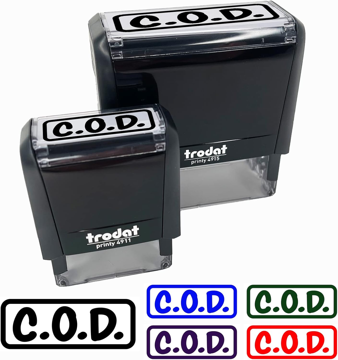 COD Cash on Delivery Bold Border Self-Inking Rubber Stamp Ink Stamper for Business Office - 1-1/2 Inch Small - Red Ink