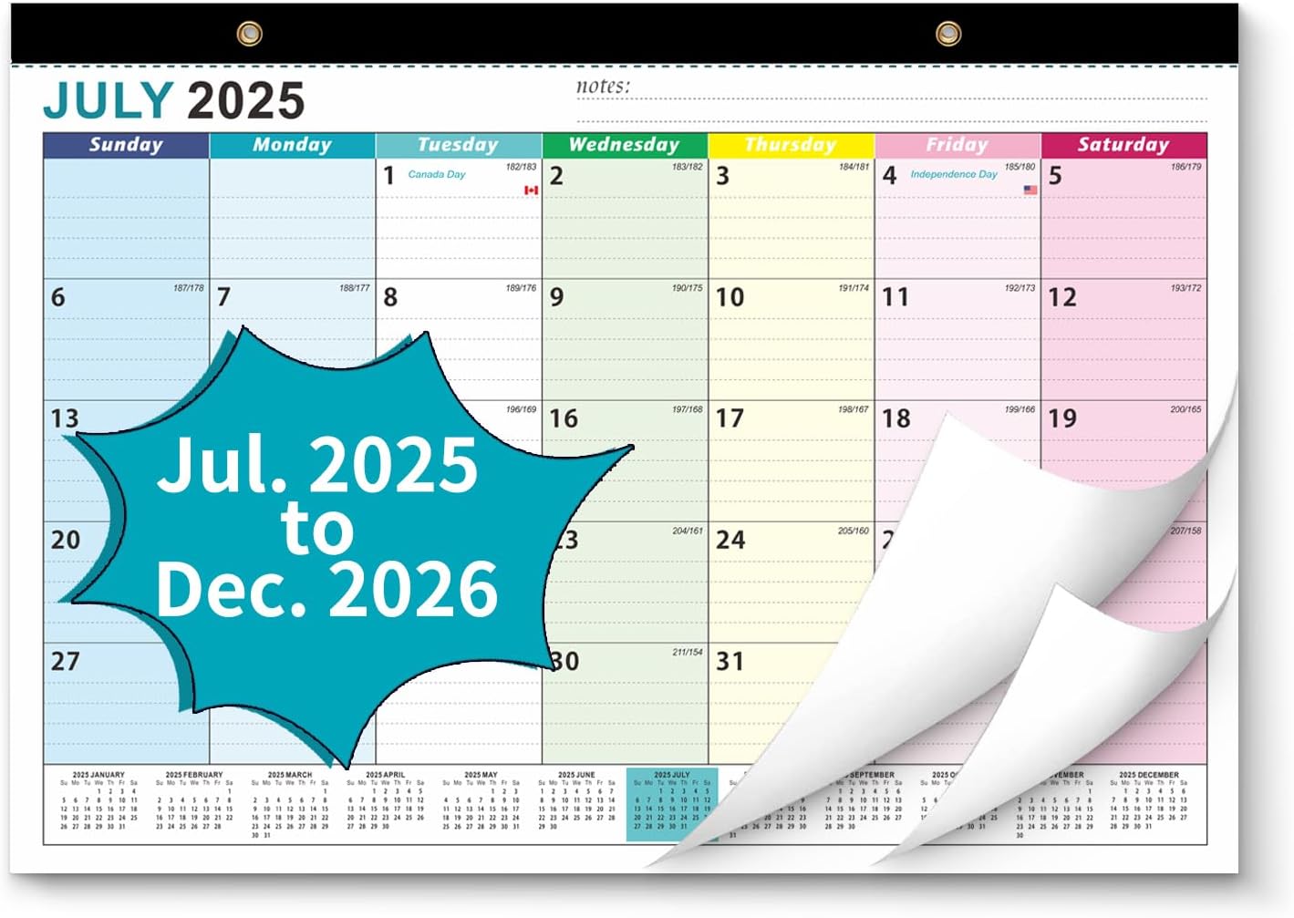 Desk Calendar 2025-2026, AgePlace Wall Calendar 2025 Covers July 2025 - December 2026, 17" X 12" Large Size With Holidays, Desktop Monthly Calendar for Home Classroom School & Office Or teacher Gifts