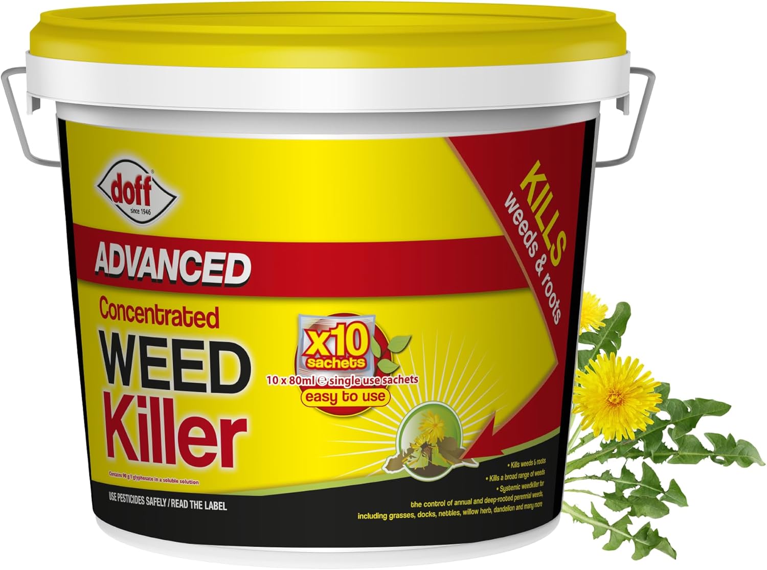 Doff Advanced Concentrated Weedkiller - 10 Sachets for Dilution in Water for Garden Protection – Kills Deep Rooted Weeds from Pathways to Driveways - Long Lasting Weed Control – Strong Weed Killer