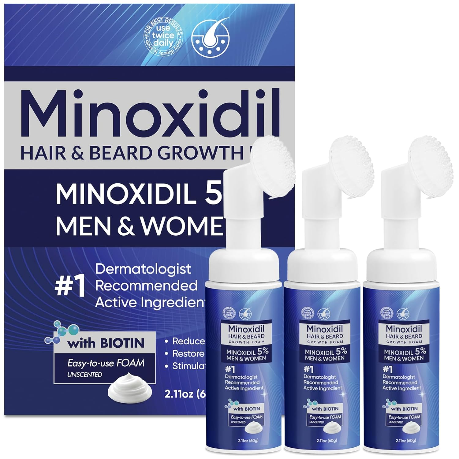 5% Minoxidil Foam for Men and Women, 5% Minoxidil for Men Foam, Minoxidil for Women Hair Growth (180)