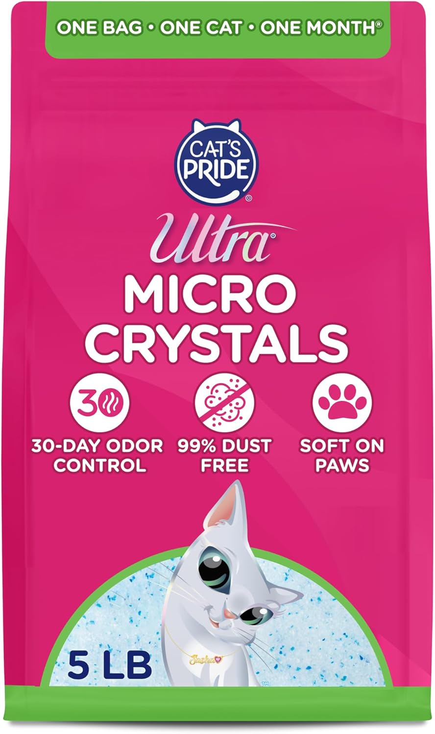 Ultra Micro Crystals Cat Litter - 99.9% Dust Free, Soft on Paws, Fragrance Free - 5 Lbs.
