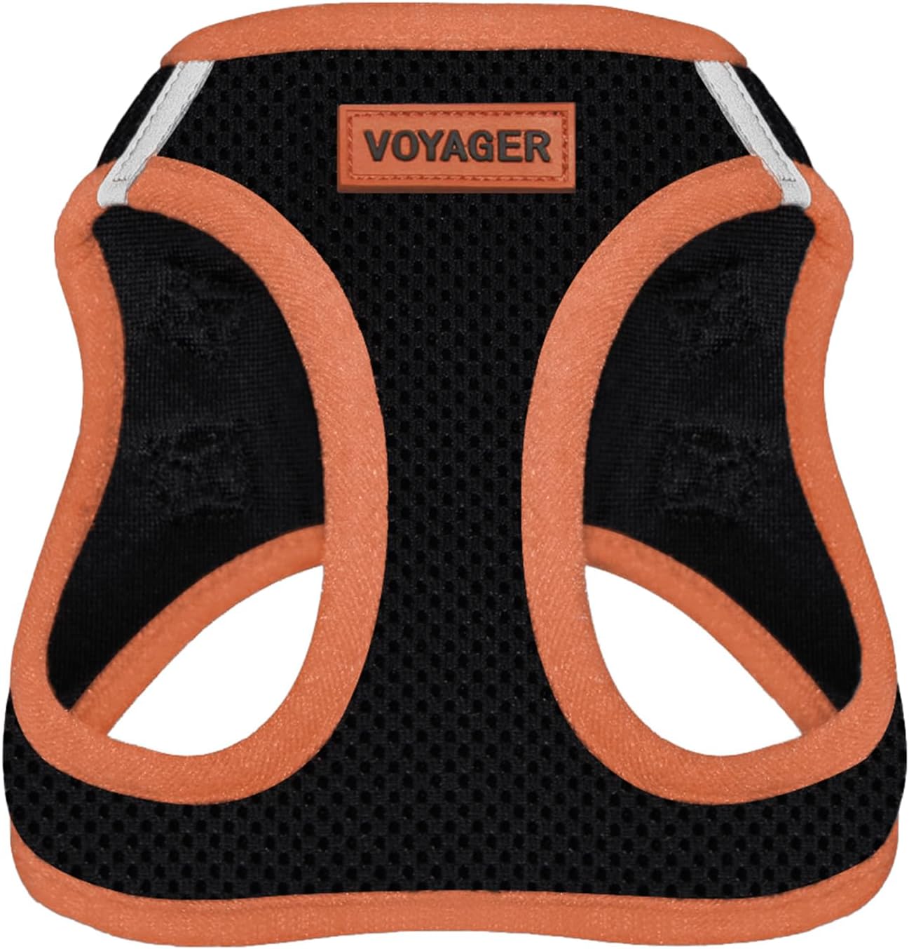 Best Pet Supplies - All Weather Mesh/Plush, Reflective, No Pull Harness for Small, Medium Dogs, Cats - Secure with Hook & Loop Fastener, Buckle, Double D-Rings - Black/Orange Trim, S