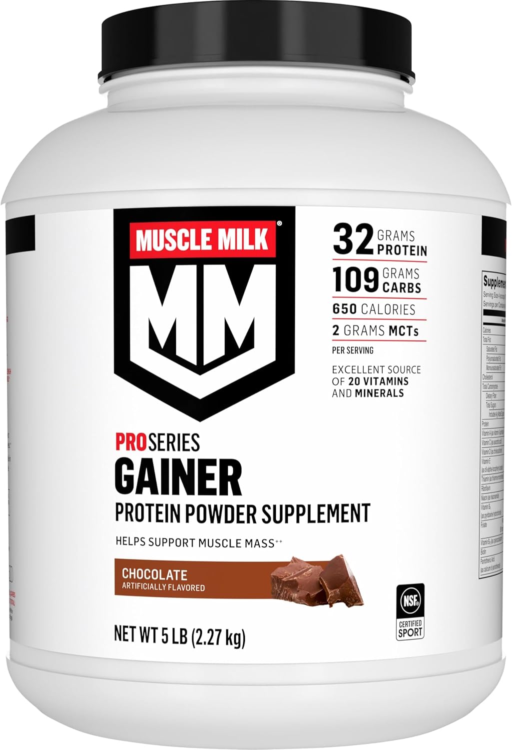 Muscle Milk Gainer Protein Powder, Chocolate, 32g Protein, 5 Pound