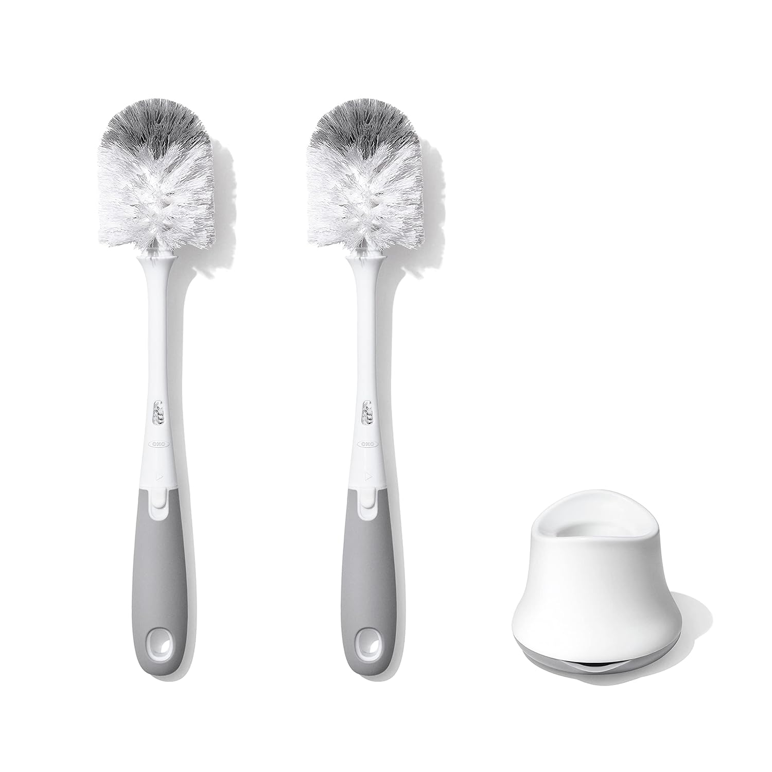 OXO Tot Bottle Brush with Nipple Cleaner and Stand – Gray, 2-Pack