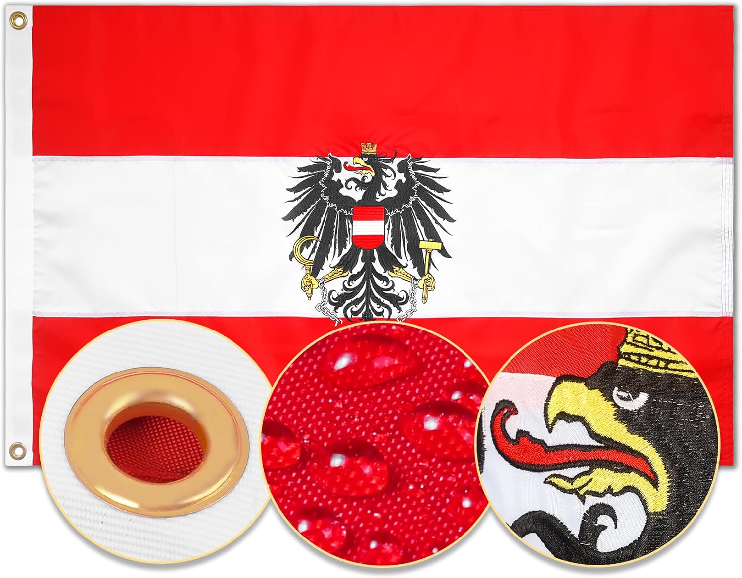 Austrian Eagle Flag,Austrian Eagle Flag vivid colors, durable construction, and convenient brass grommets, must have wish to showcase their love for Austria.
