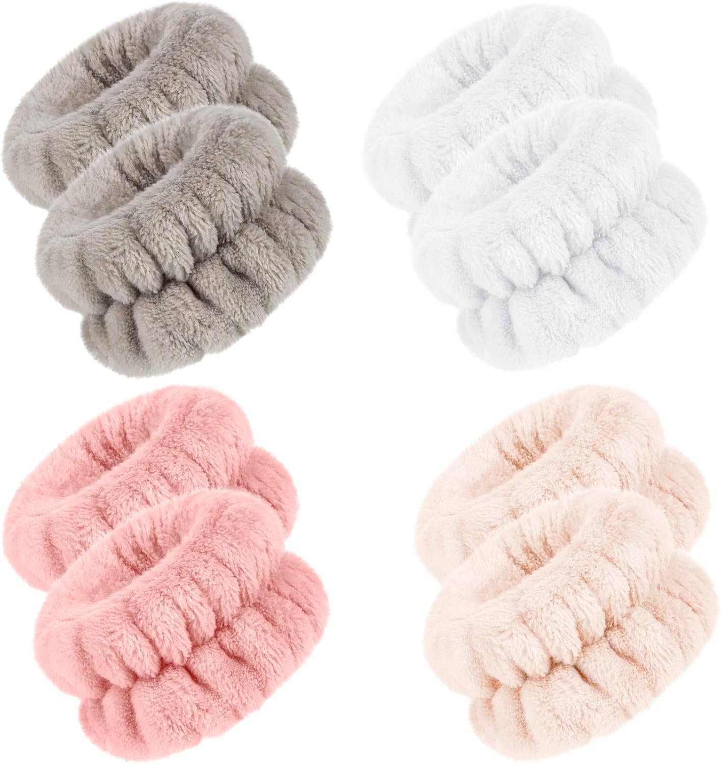 Chuangdi 4 Pairs Wrist Spa Wrist Bands for Washing Face Microfiber Wrist Wash Towel Band Scrunchies Absorbent Wrist Sweatband for Women Prevent Liquid from Spilling