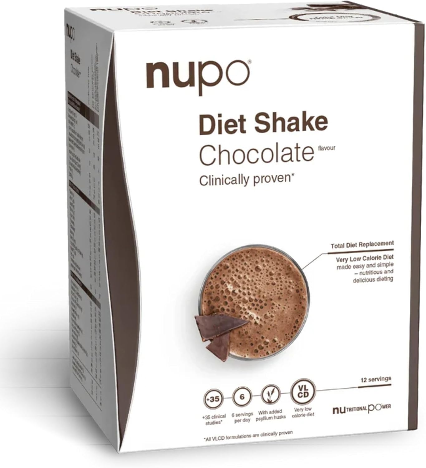 NUPO Diet Shake Chocolate – Premium diet shakes for weight management I Clinically proved meal replacement shake for weight control I 12 Servings I Very Low-Calorie Diet, GMO Free