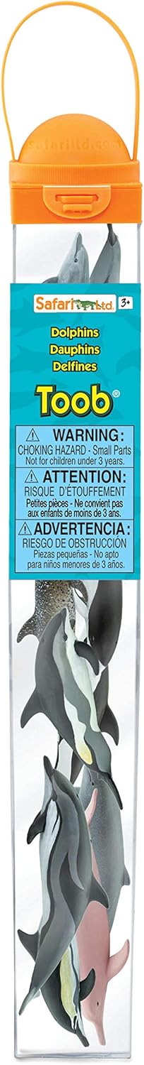 Safari Ltd. Dolphin TOOB - 10 Miniature Dolphin Figurines - Educational Toy Set for Boys, Girls and Kids Ages 3+